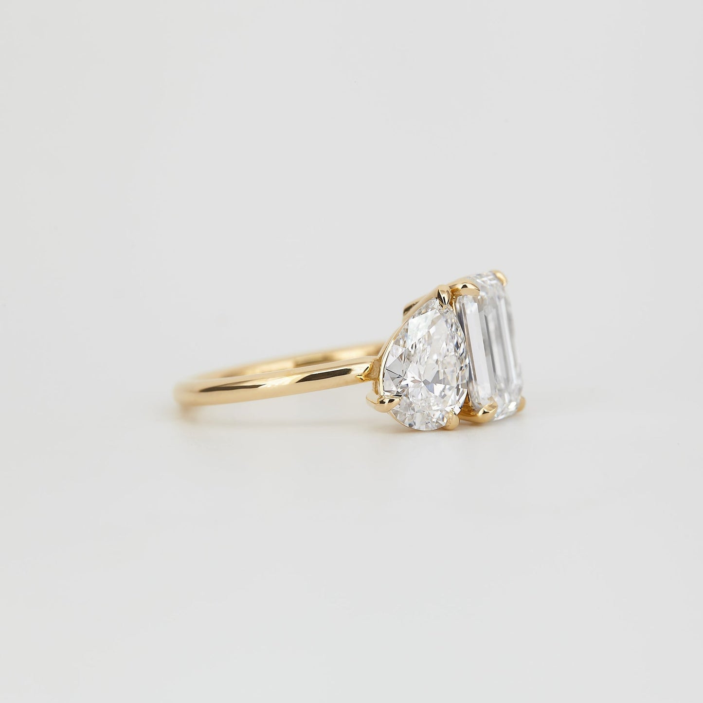 Emerald & Pear Lab Diamond Duo Engagement Ring