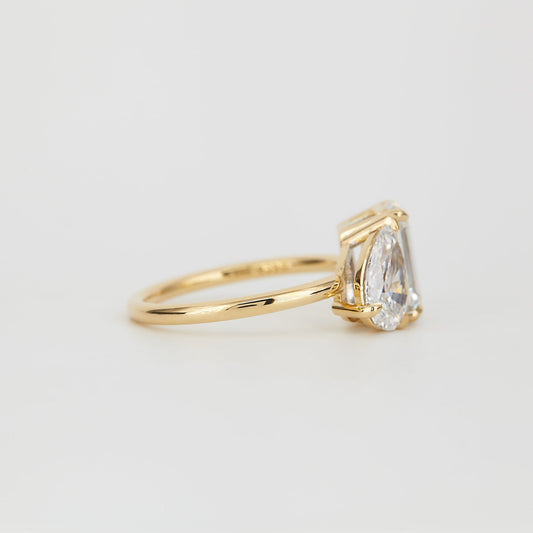 Emerald & Pear Lab Diamond Duo Engagement Ring