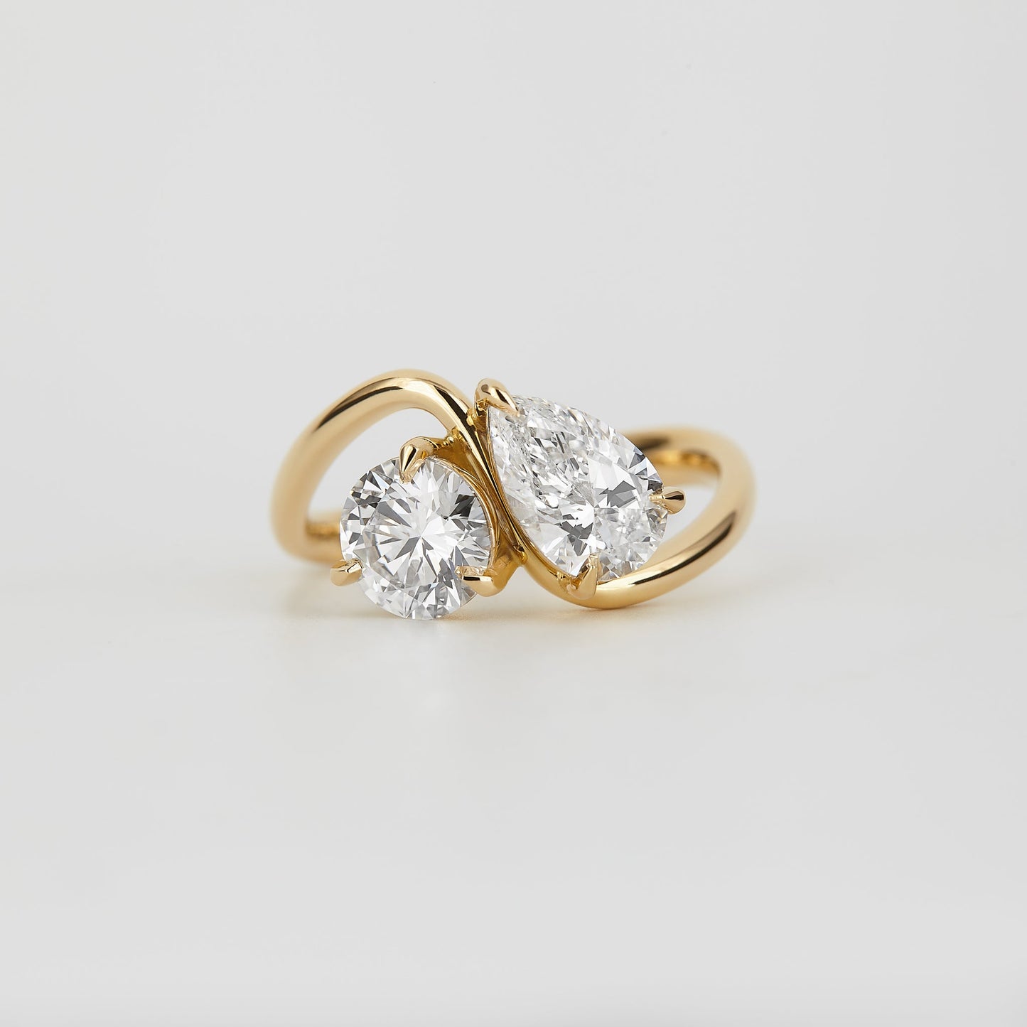 Pear & Round Lab Diamond Toi et Moi Bypass Ring