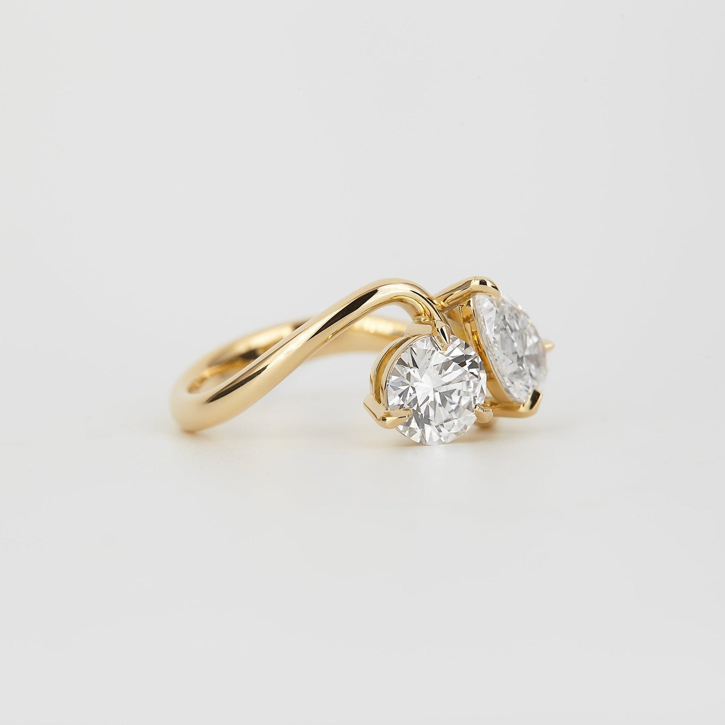 Pear & Round Lab Diamond Toi et Moi Bypass Ring