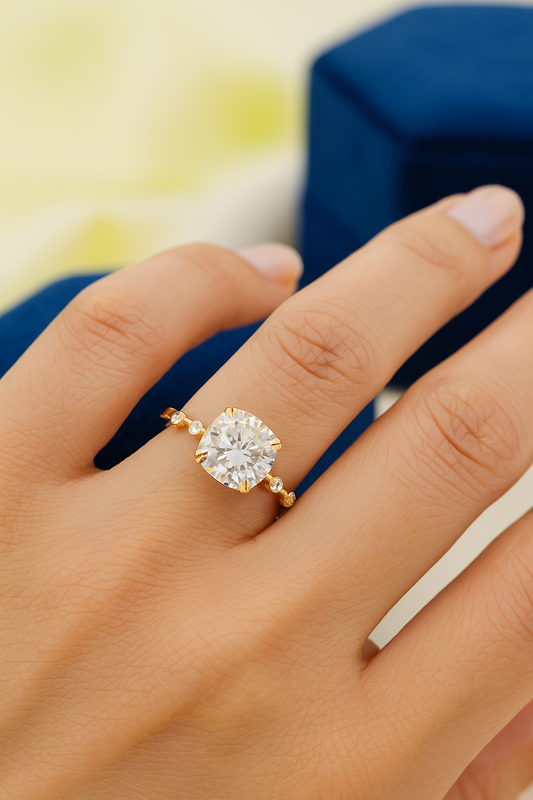 2ct Cushion Cut Lab-Grown Diamond Engagement Ring with Accent Stones | Ethical Luxury