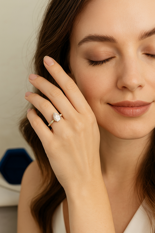 3.1 CT Pear Cut Lab Grown Diamond Halo Engagement Ring