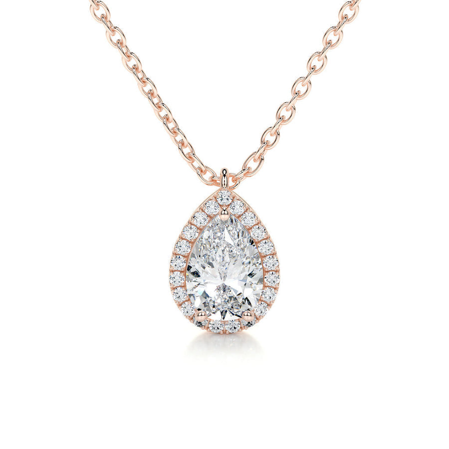 The Aurora Pear Cut Lab-Grown Diamond Halo Pendant