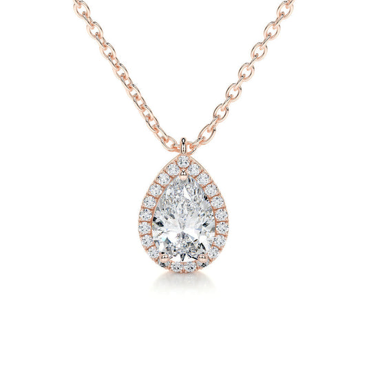 The Aurora Pear Cut Lab-Grown Diamond Halo Pendant