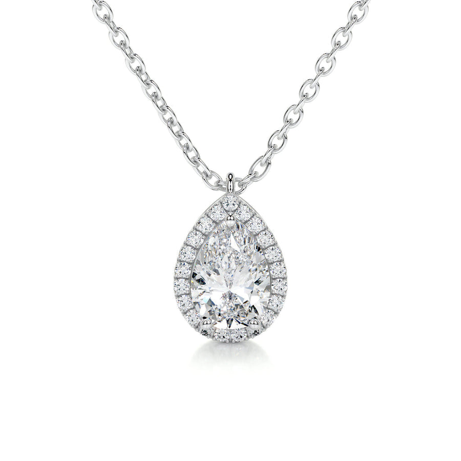 The Aurora Pear Cut Lab-Grown Diamond Halo Pendant