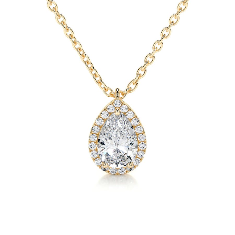 The Aurora Pear Cut Lab-Grown Diamond Halo Pendant
