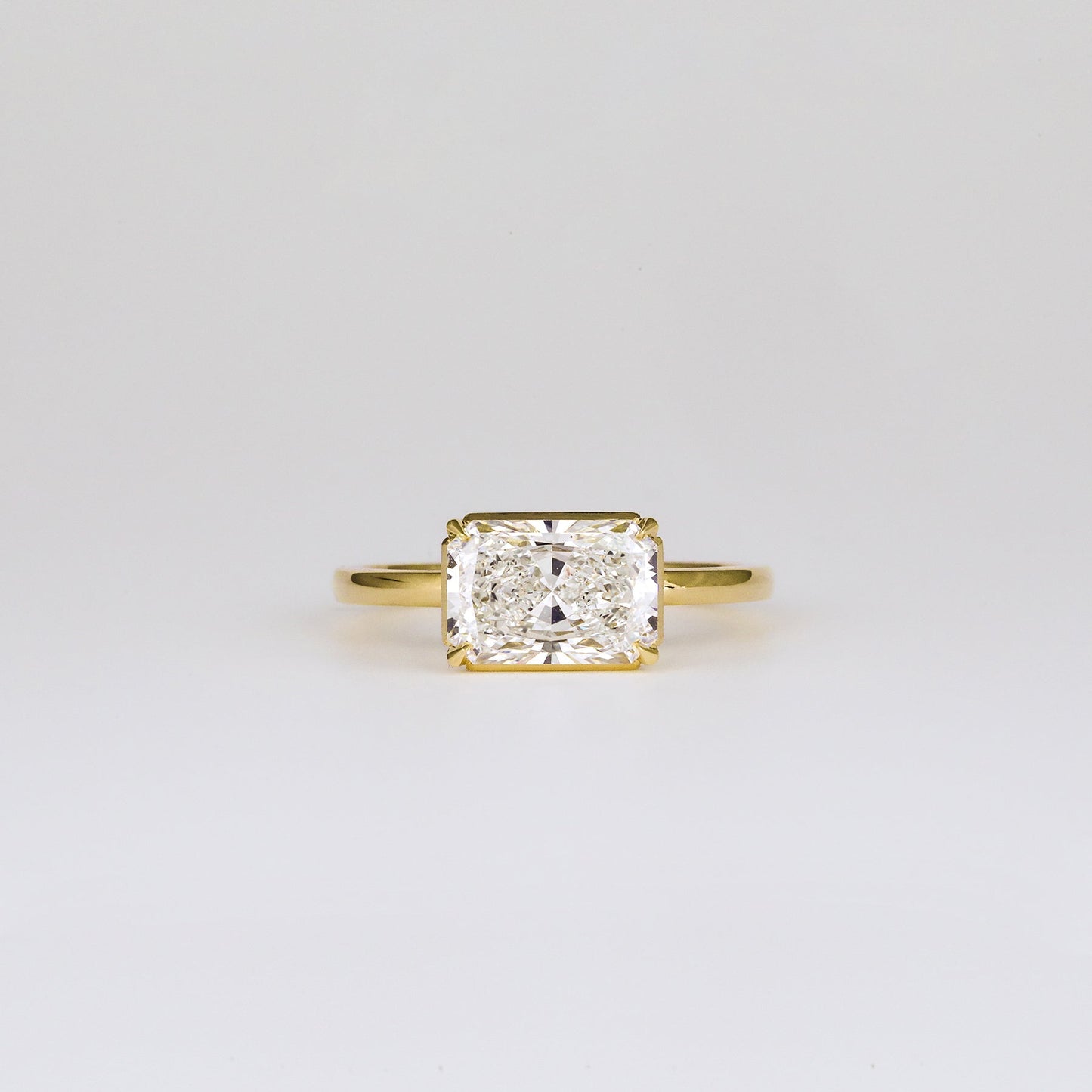 East-West Radiant Lab-Grown Diamond Bezel Engagement Ring