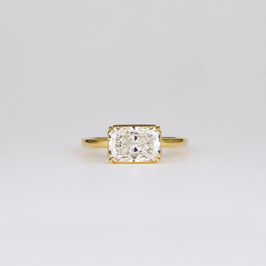 East-West Radiant Lab-Grown Diamond Bezel Engagement Ring