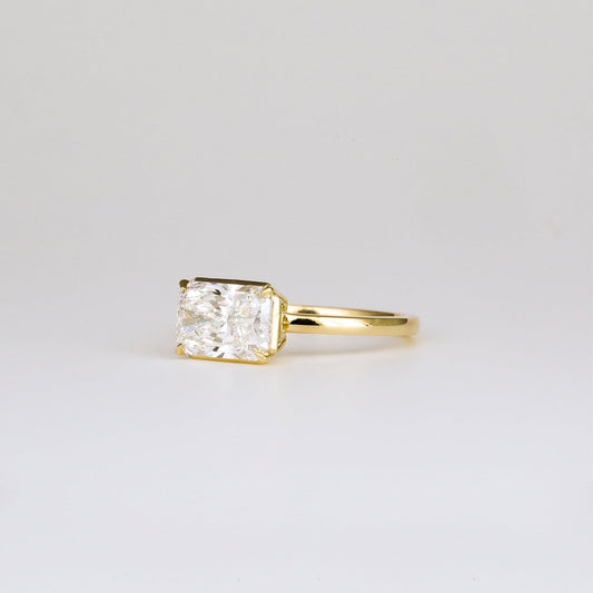 East-West Radiant Lab-Grown Diamond Bezel Engagement Ring