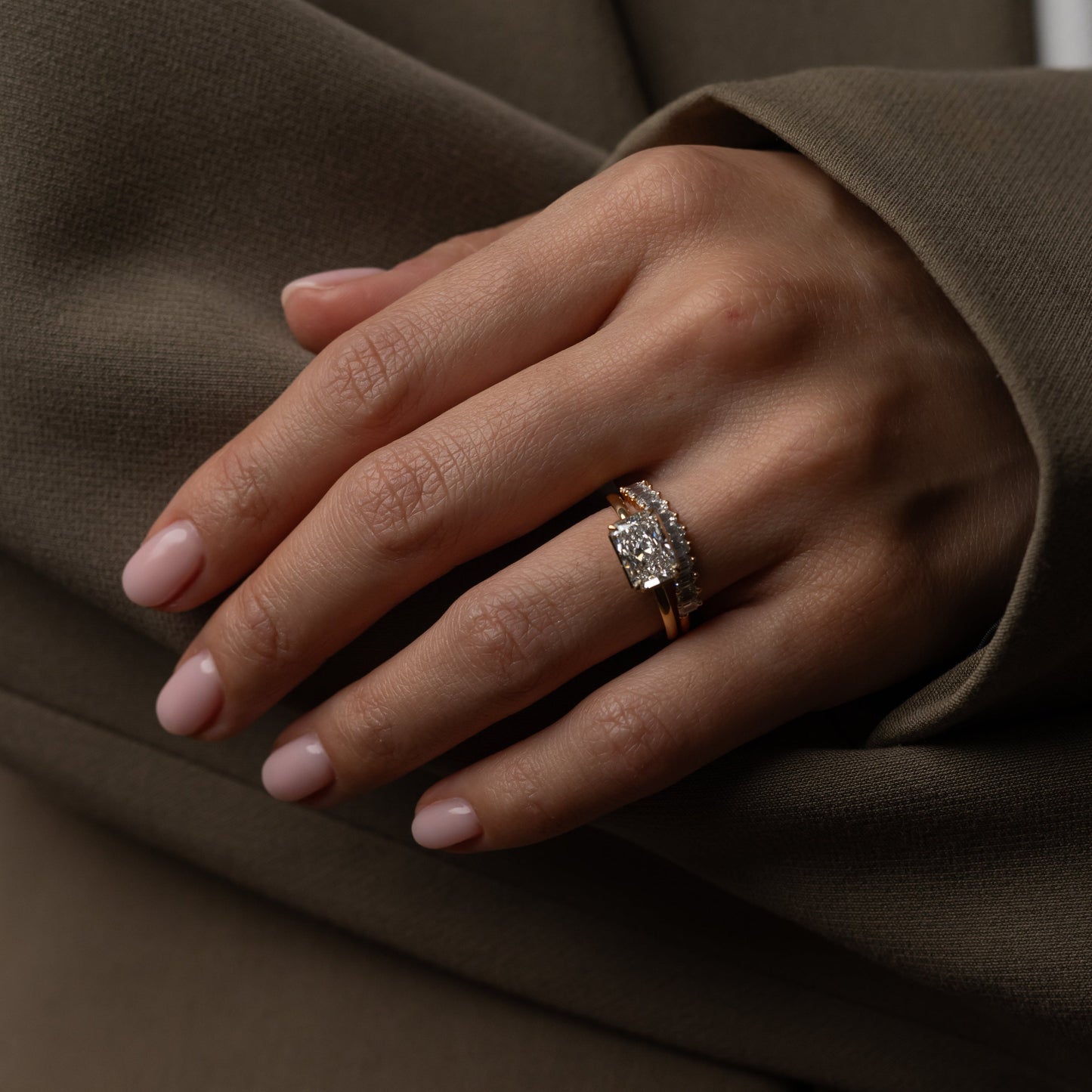 East-West Radiant Lab-Grown Diamond Bezel Engagement Ring