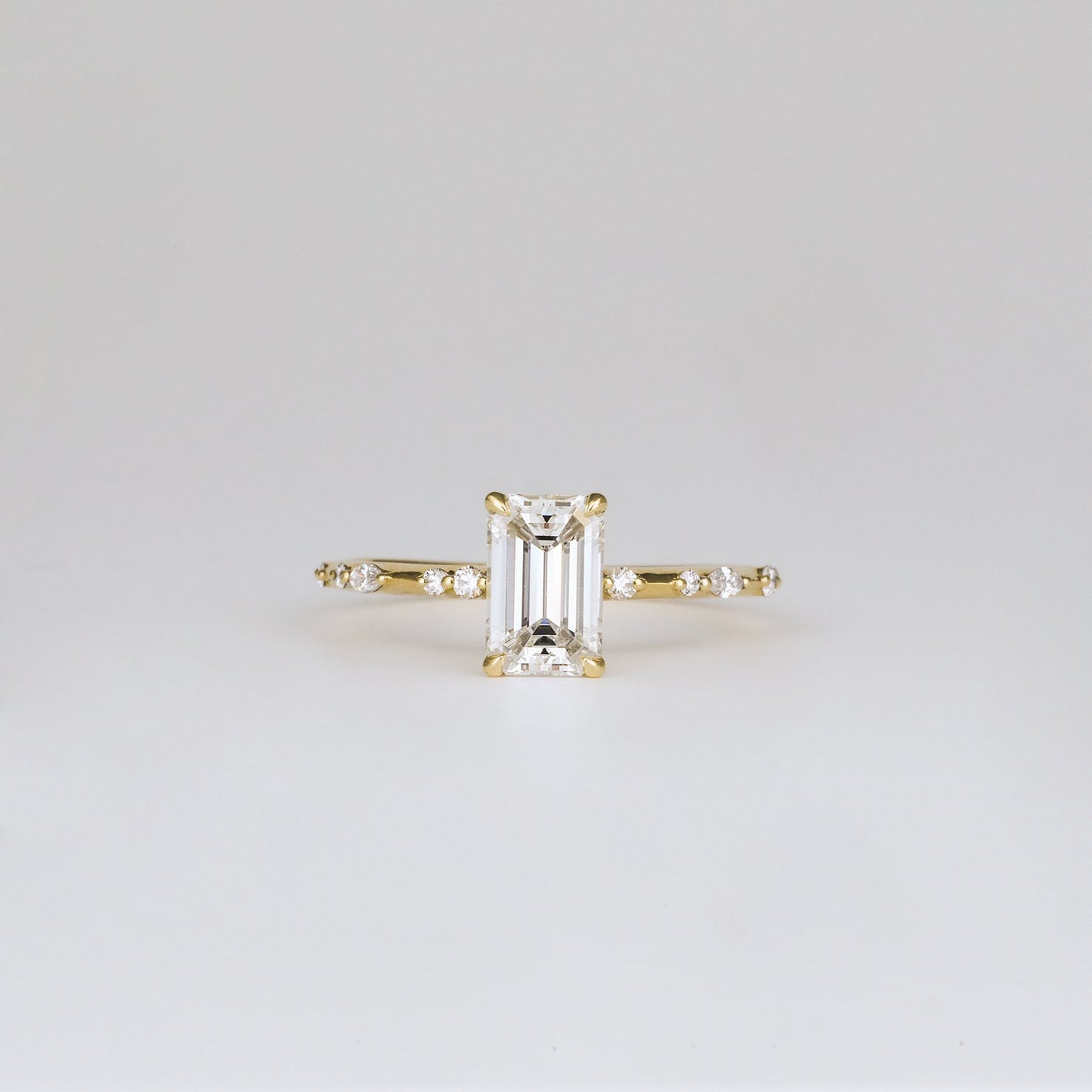 Emerald Lab-Grown Diamond Scattered Band Engagement Ring