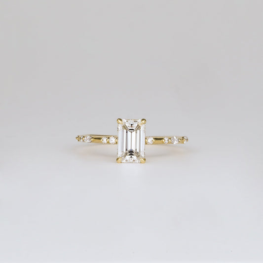 Emerald Lab-Grown Diamond Scattered Band Engagement Ring