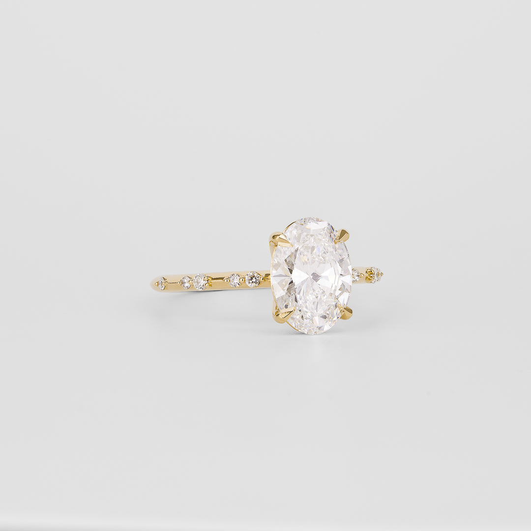 Oval Lab-Grown Diamond Scattered Accent Engagement Ring