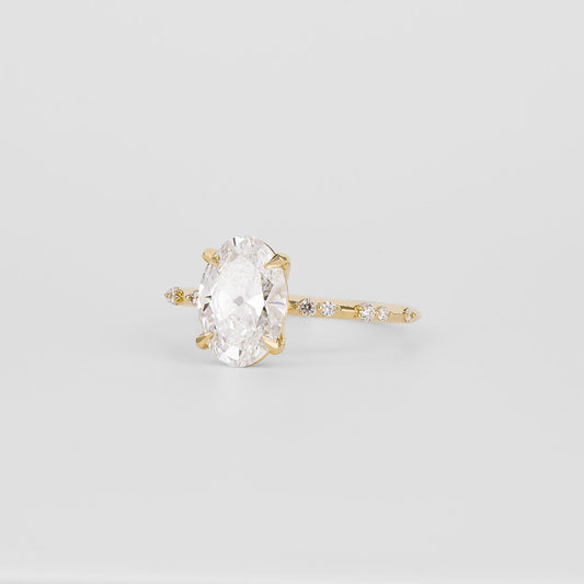 Oval Lab-Grown Diamond Scattered Accent Engagement Ring