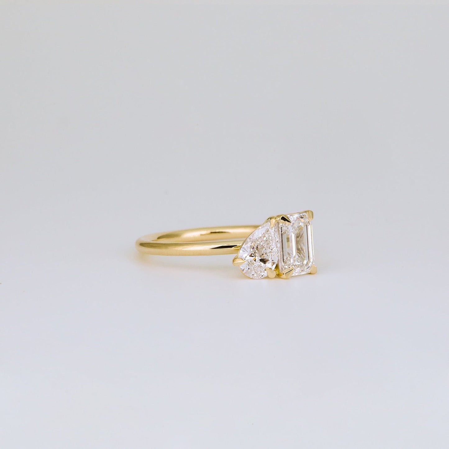 Emerald & Pear Lab-Grown Diamond Toi et Moi Engagement Ring
