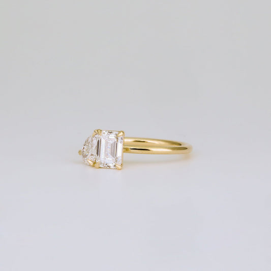 Emerald & Pear Lab-Grown Diamond Toi et Moi Engagement Ring