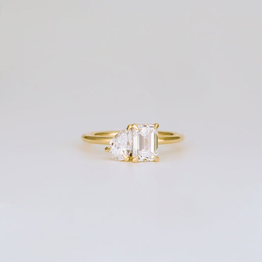 Emerald & Pear Lab-Grown Diamond Toi et Moi Engagement Ring