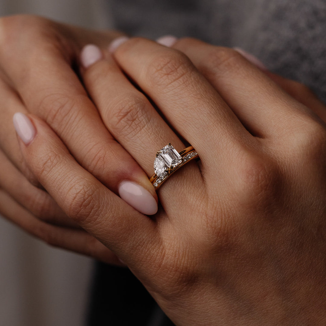 Emerald & Pear Lab-Grown Diamond Toi et Moi Engagement Ring