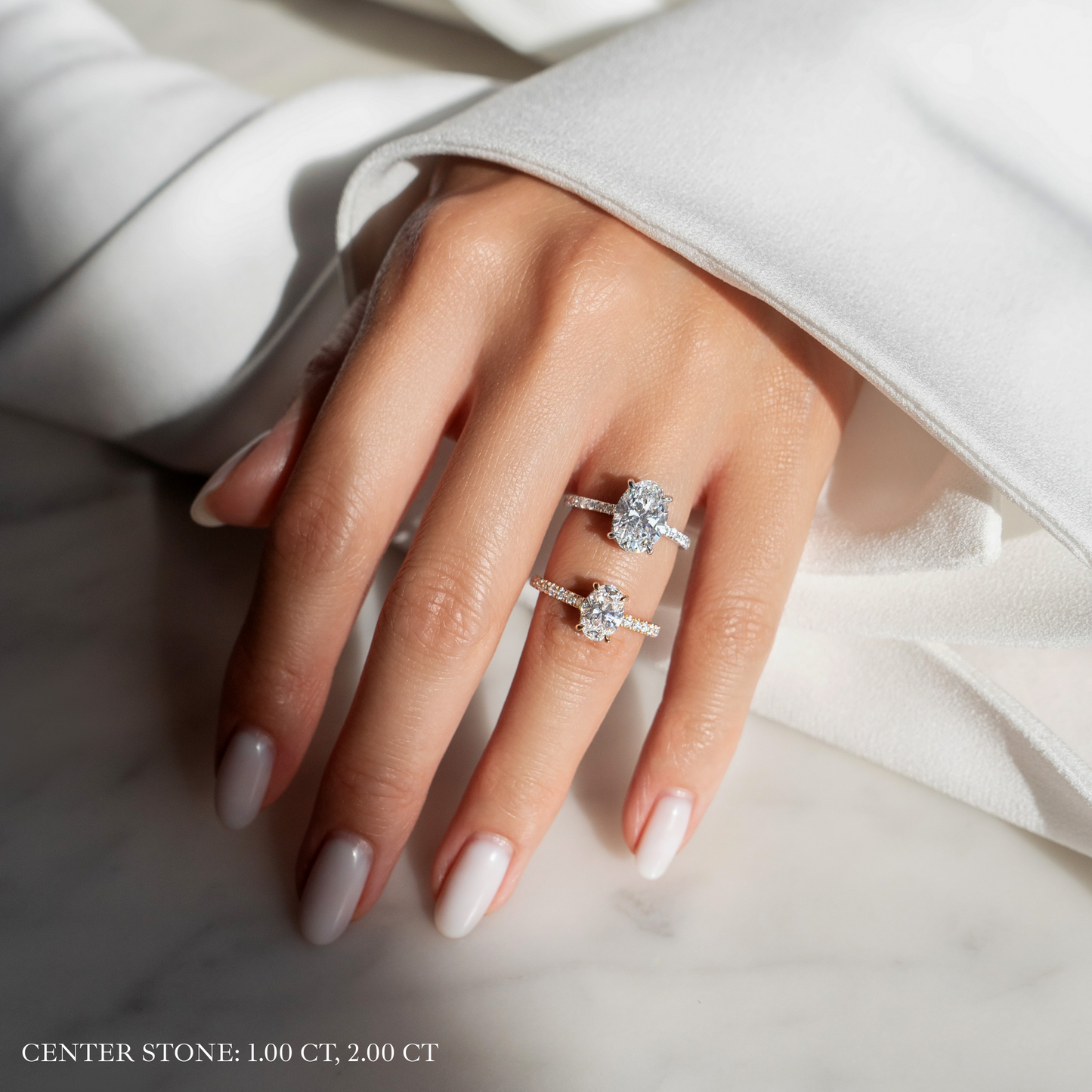 Oval Lab Grown Diamond Engagement Ring with Micro-Pavé Band – Four Prong Setting | NYX Jewel