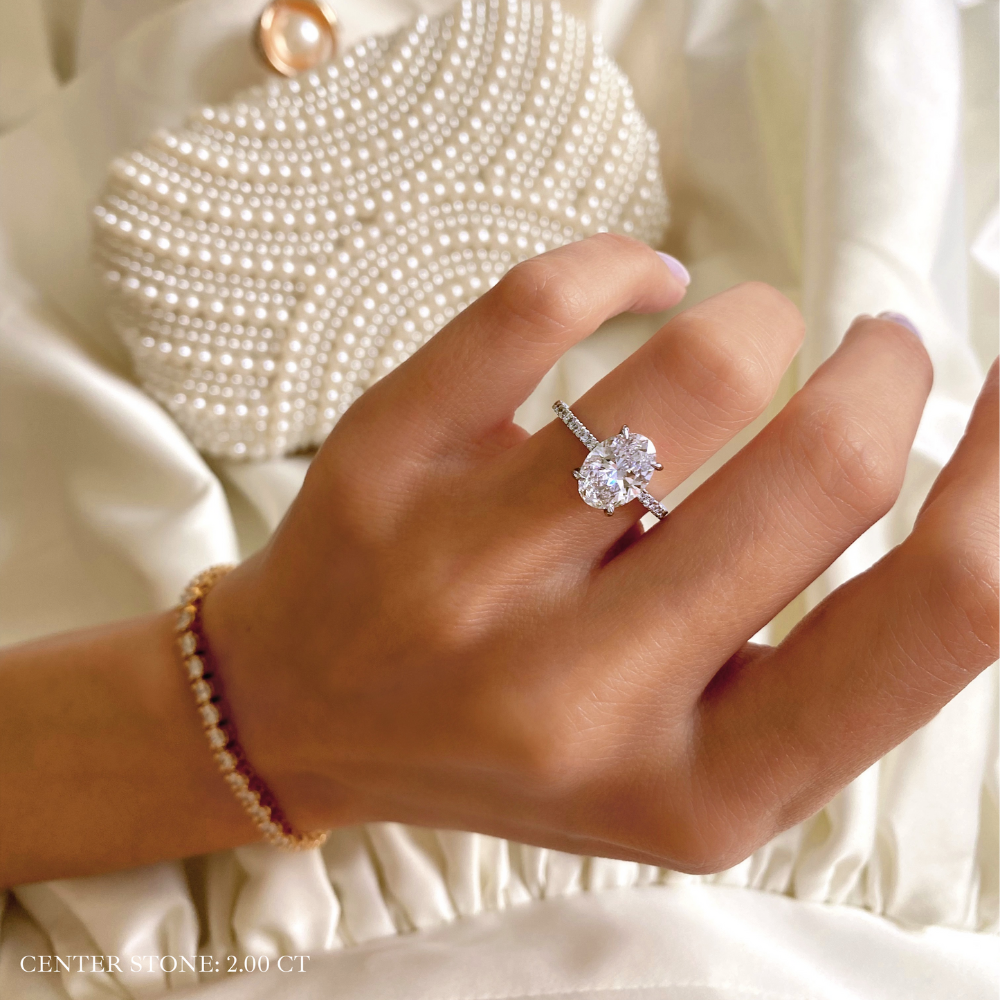 Oval Lab Grown Diamond Engagement Ring with Micro-Pavé Band – Four Prong Setting | NYX Jewel