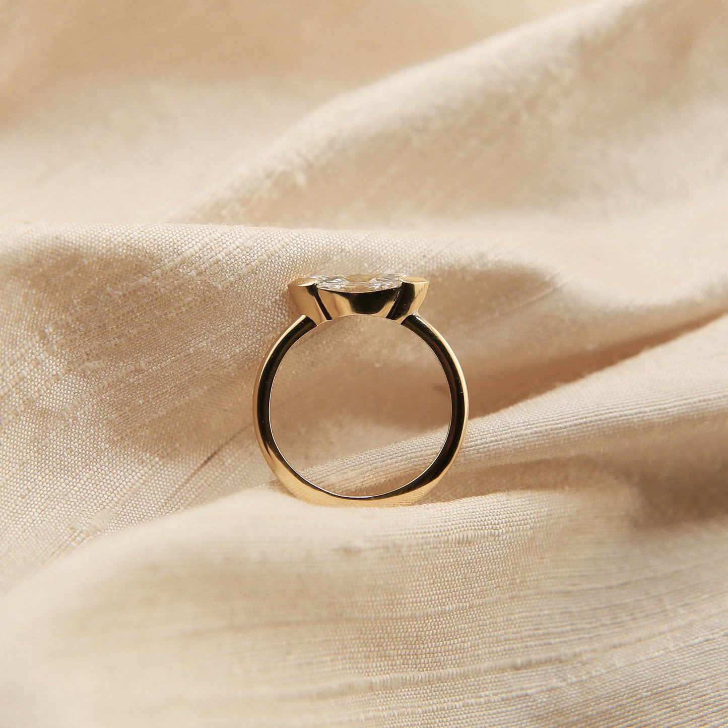 East-West Marquise Lab-Grown Diamond Half Bezel Engagement Ring