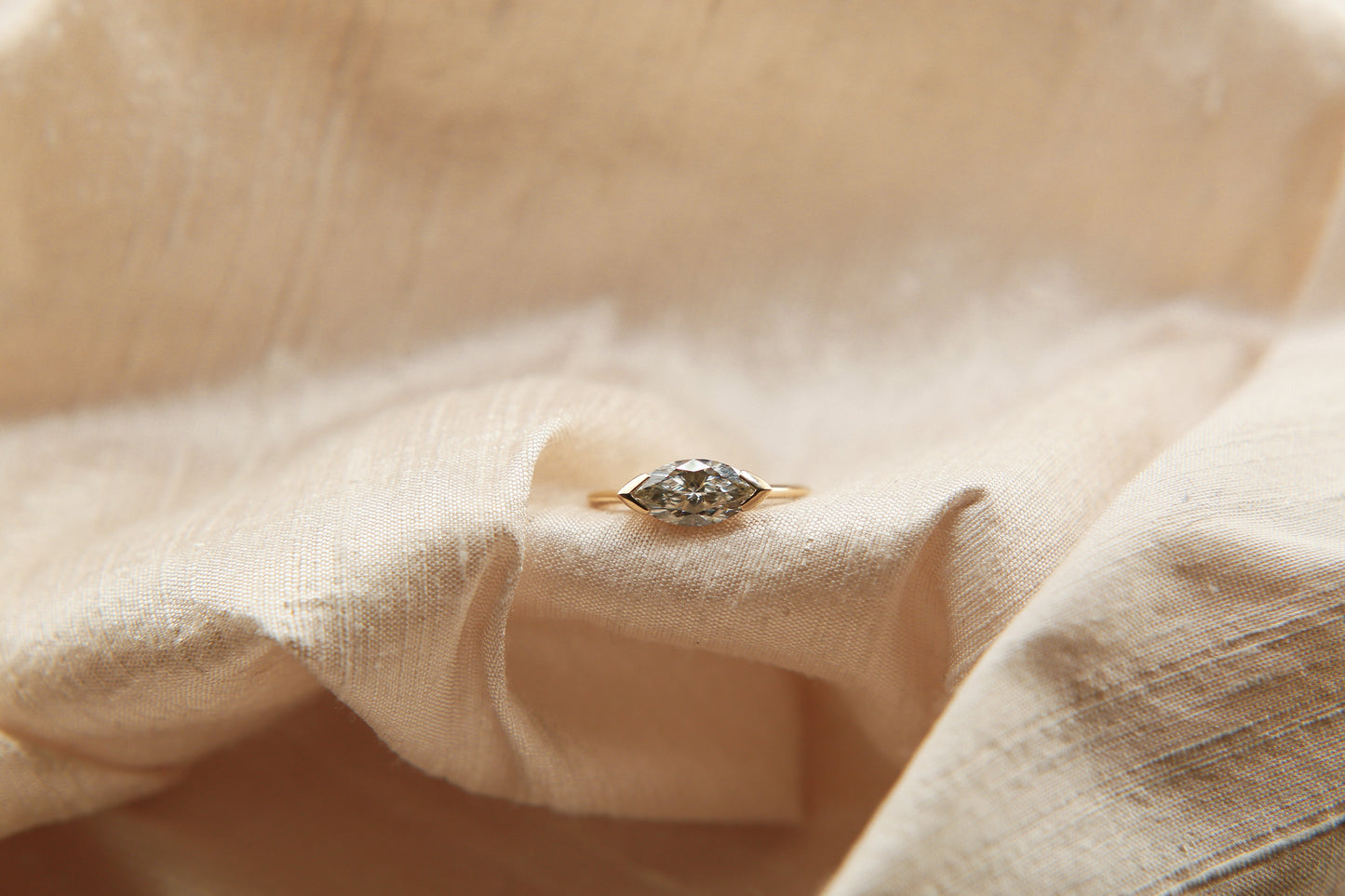 East-West Marquise Lab-Grown Diamond Half Bezel Engagement Ring