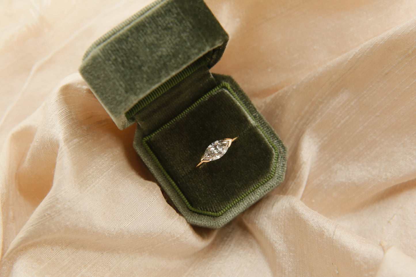 East-West Marquise Lab-Grown Diamond Half Bezel Engagement Ring