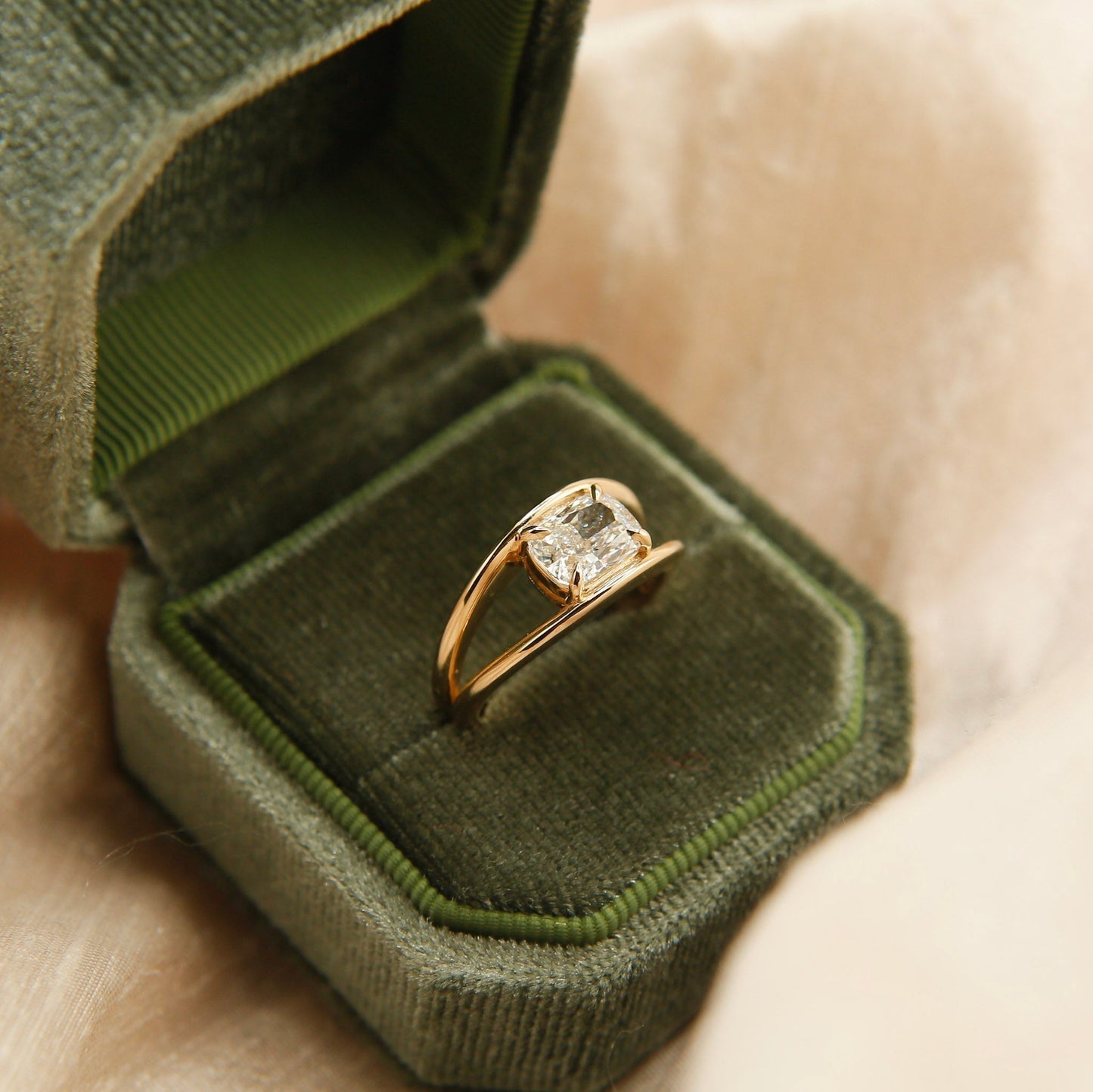 Cushion Lab-Grown Diamond Bypass Tension Engagement Ring