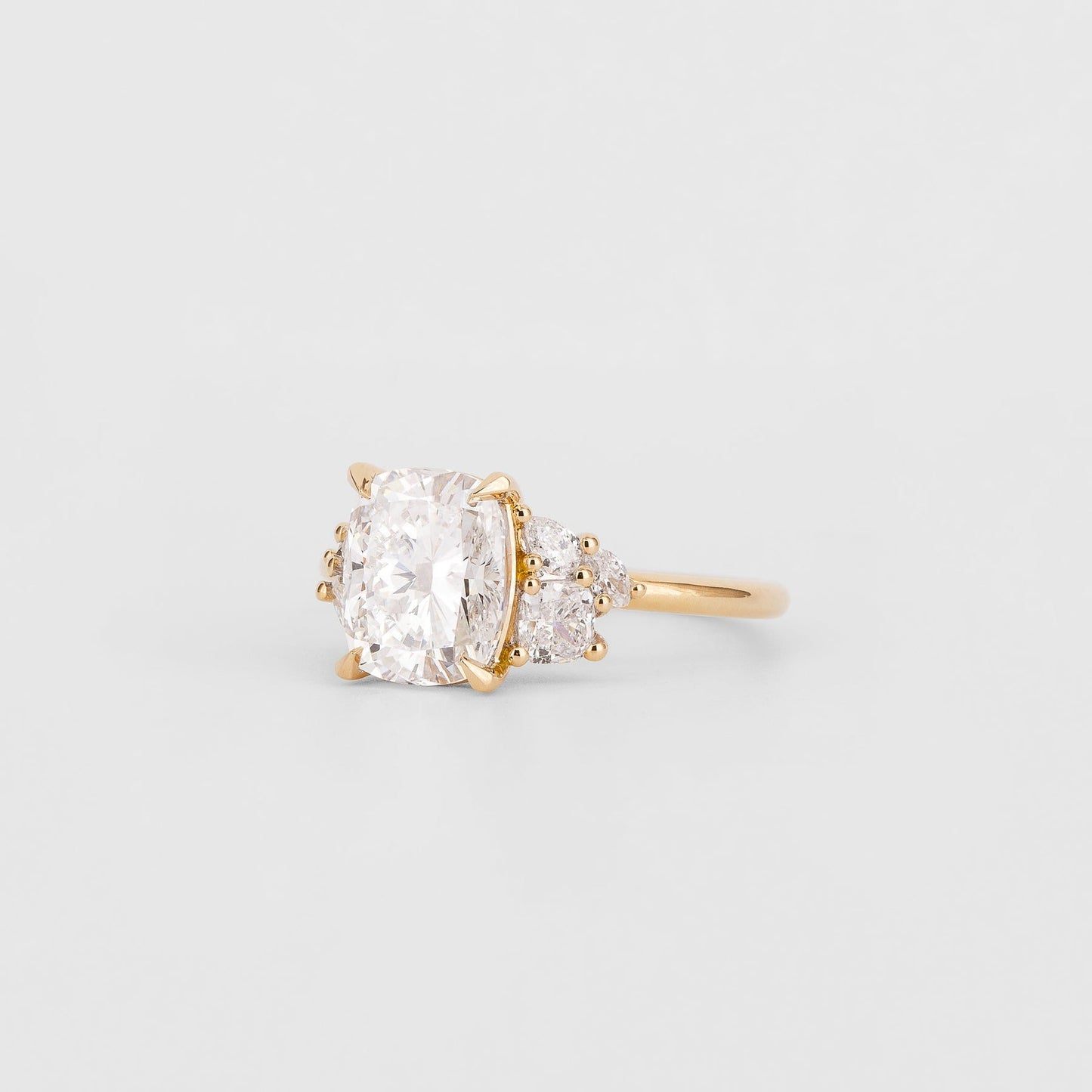 Cushion Lab-Grown Diamond Marquise Cluster Engagement Ring