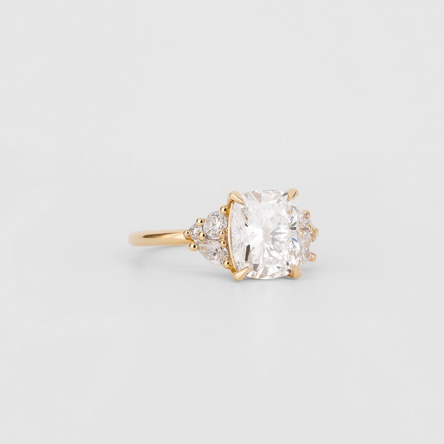 Cushion Lab-Grown Diamond Marquise Cluster Engagement Ring