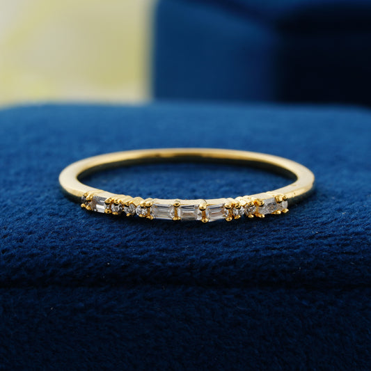 0.12 CT Classic Stackable Baguette & Round Lab Grown Diamond Wedding Band