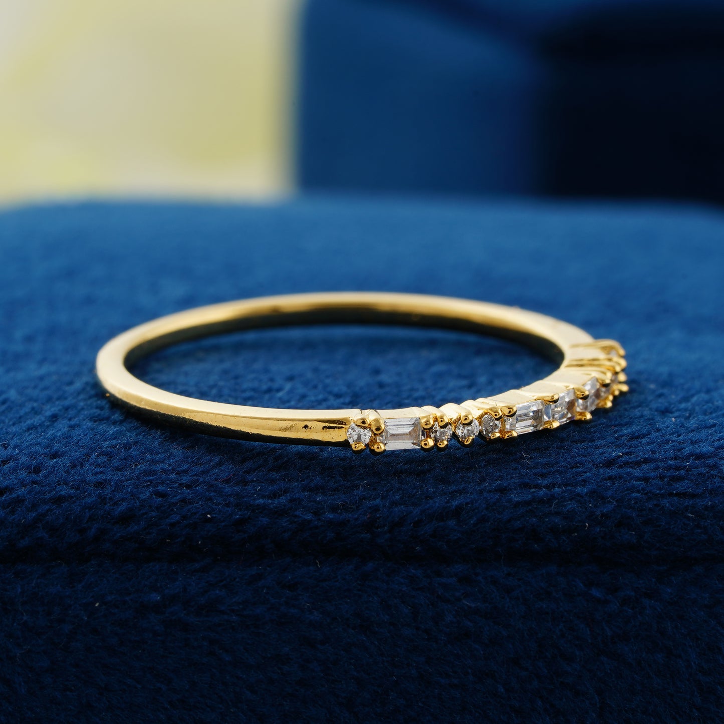 0.12 CT Classic Stackable Baguette & Round Lab Grown Diamond Wedding Band