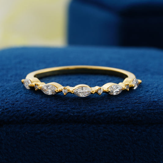 Marquise & Round Alternating Lab Grown Diamond Wedding Band