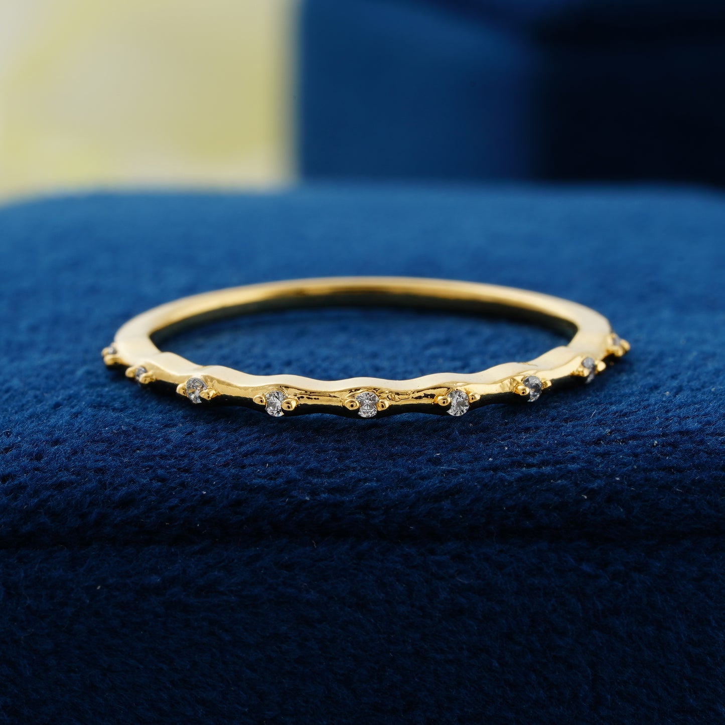 Curved Dainty Lab Grown Diamond Wedding Band