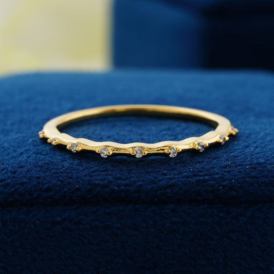 Curved Dainty Lab Grown Diamond Wedding Band