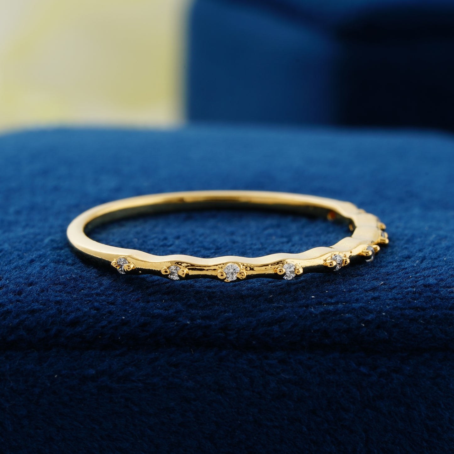 Curved Dainty Lab Grown Diamond Wedding Band