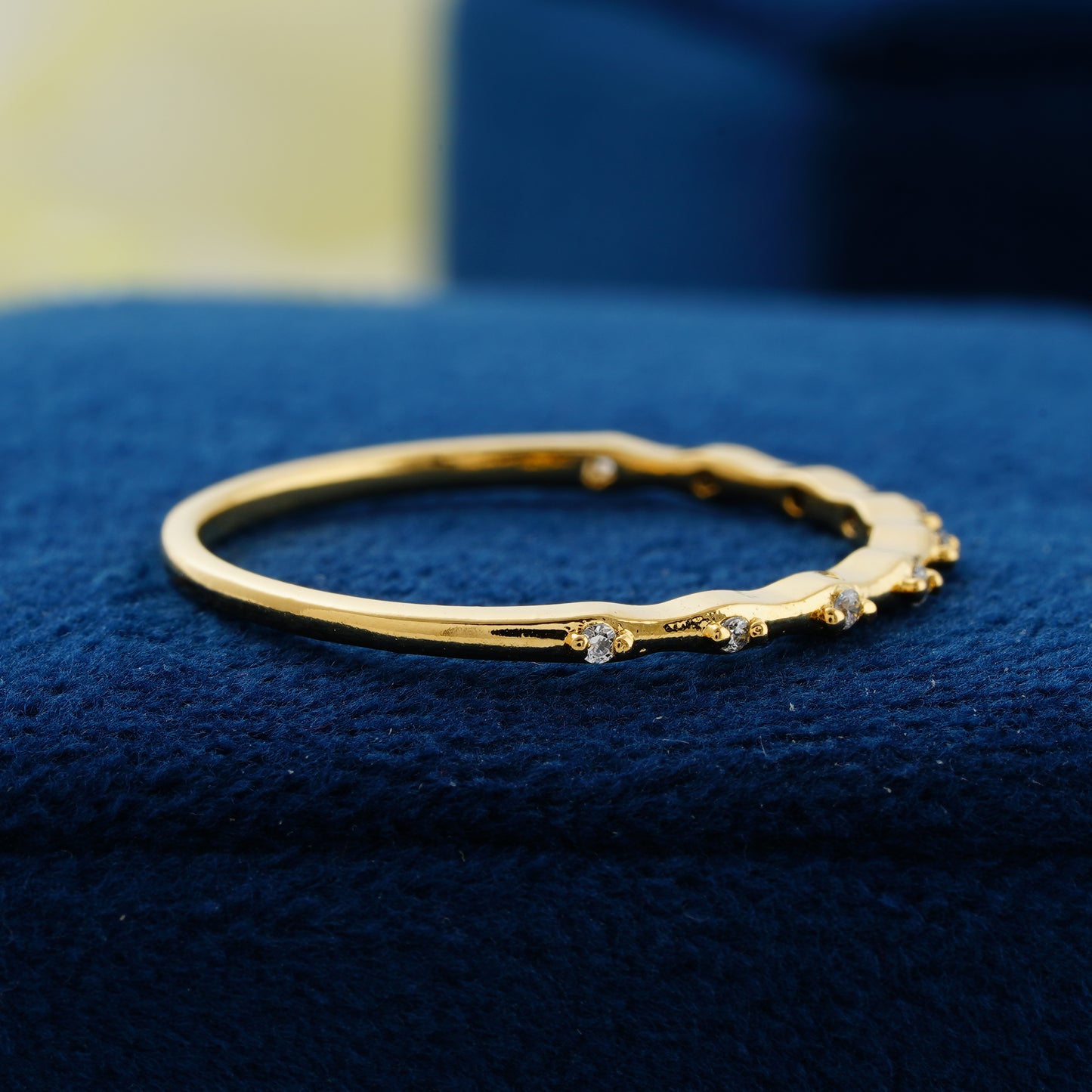 Curved Dainty Lab Grown Diamond Wedding Band