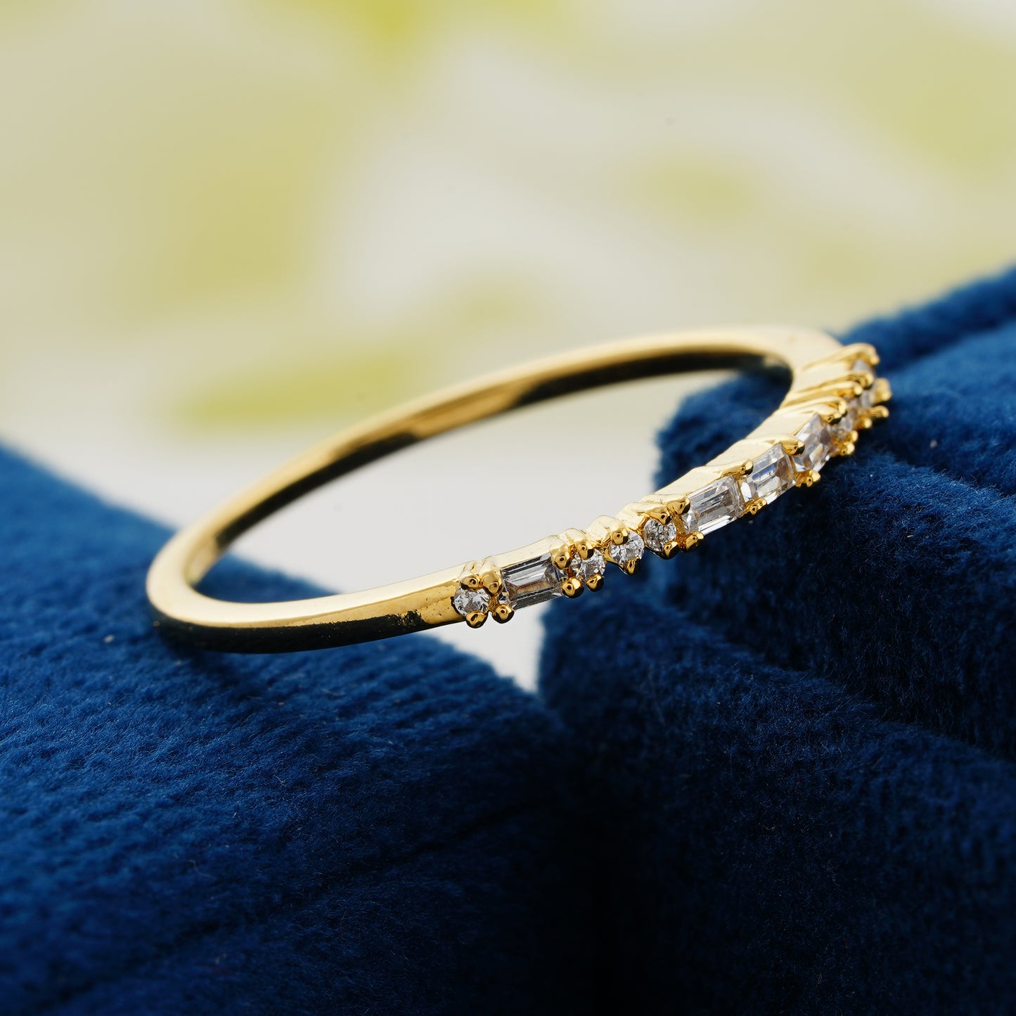 0.12 CT Classic Stackable Baguette & Round Lab Grown Diamond Wedding Band