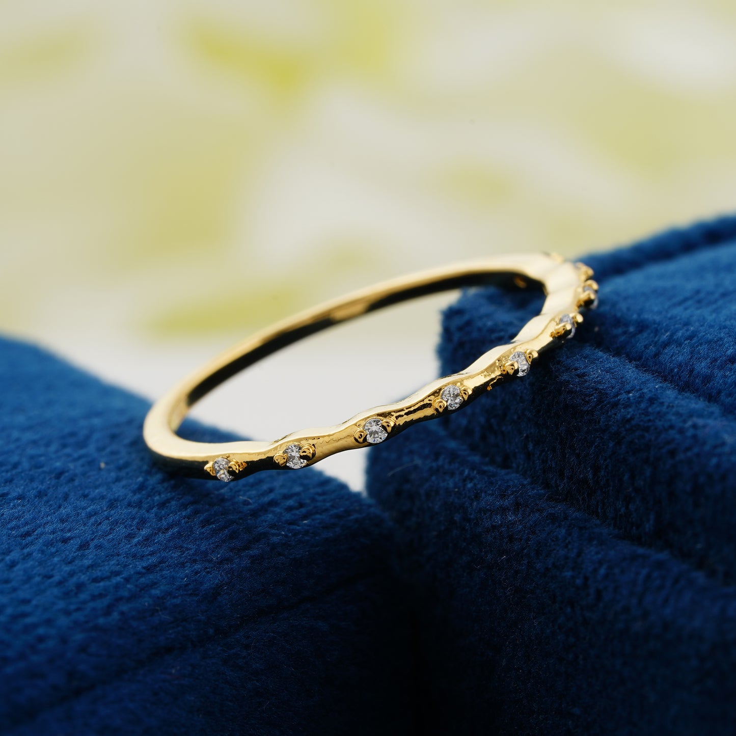 Curved Dainty Lab Grown Diamond Wedding Band