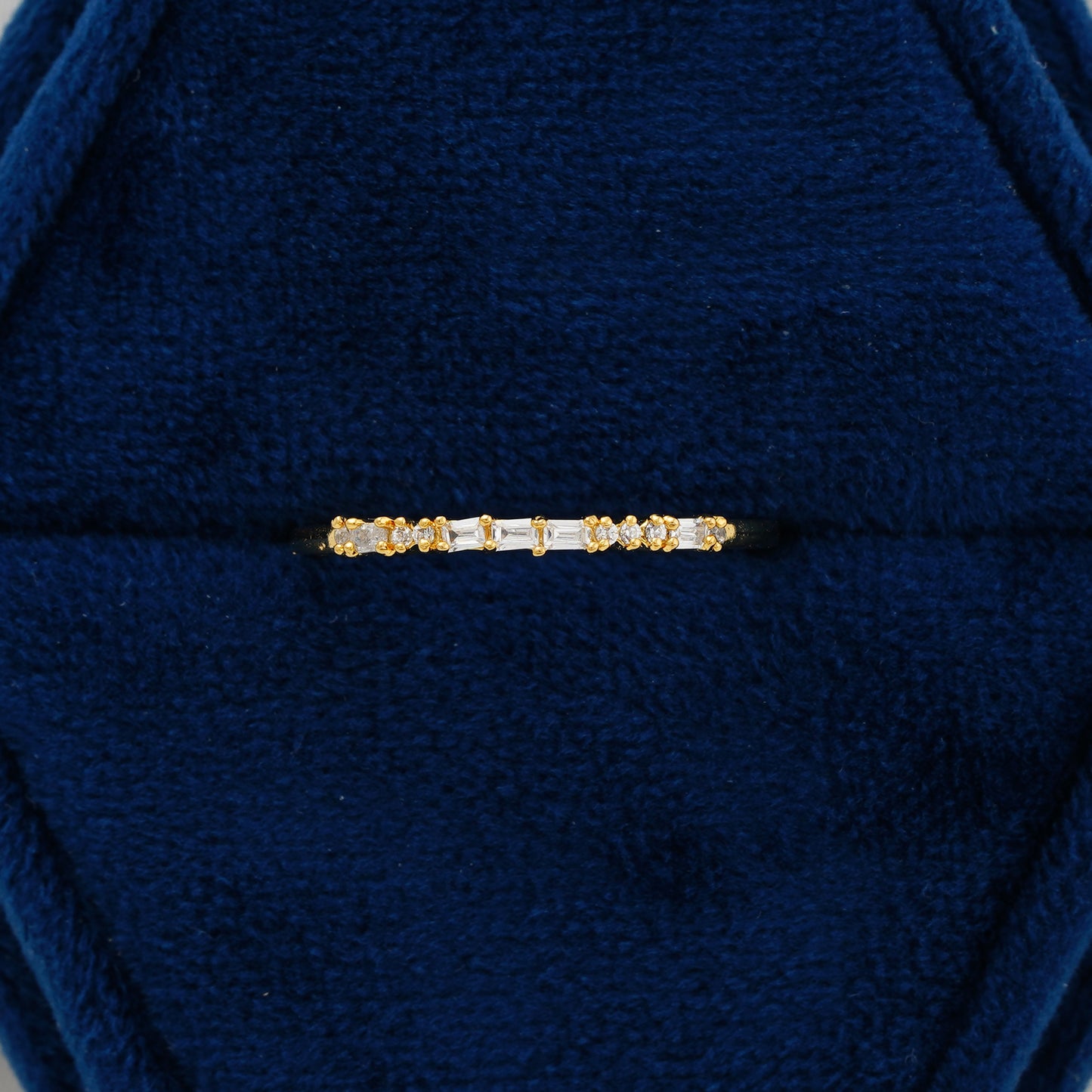 0.12 CT Classic Stackable Baguette & Round Lab Grown Diamond Wedding Band