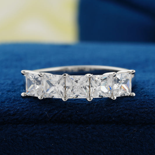 Five-Stone Princess Cut Lab Grown Diamond Wedding Band | NYX Jewel