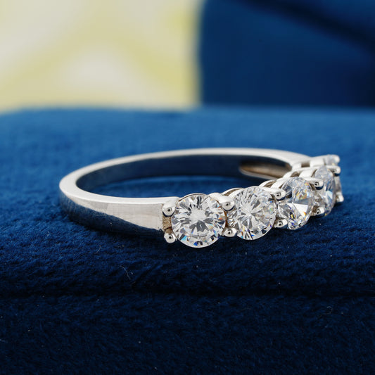 1.10 CT Five-Stone Round Lab Grown Diamond Wedding Band