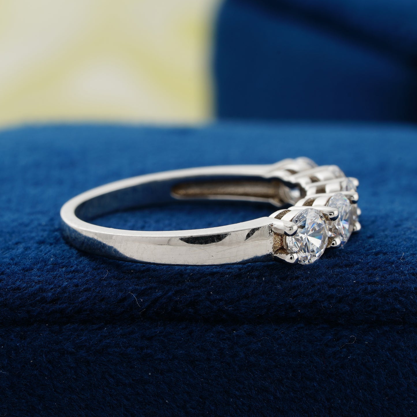 1.10 CT Five-Stone Round Lab Grown Diamond Wedding Band