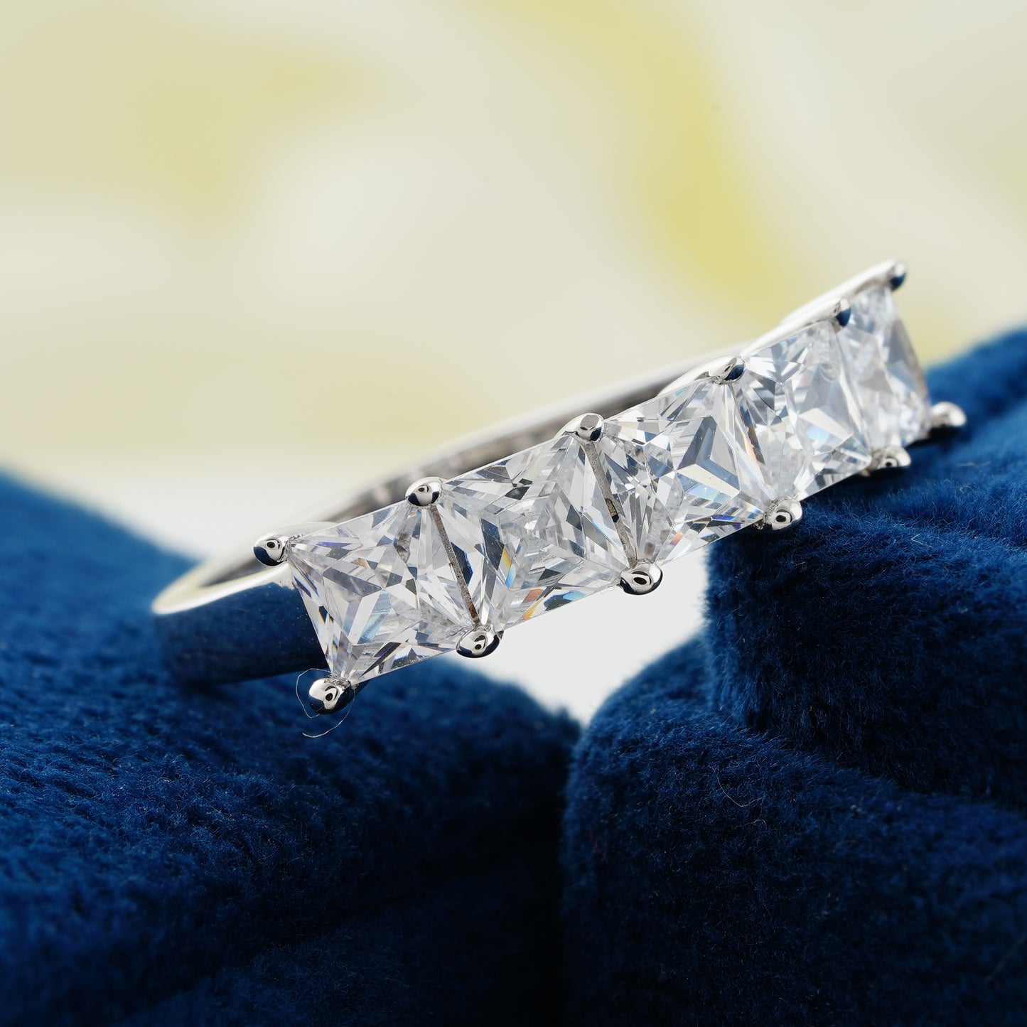 Five-Stone Princess Cut Lab Grown Diamond Wedding Band | NYX Jewel