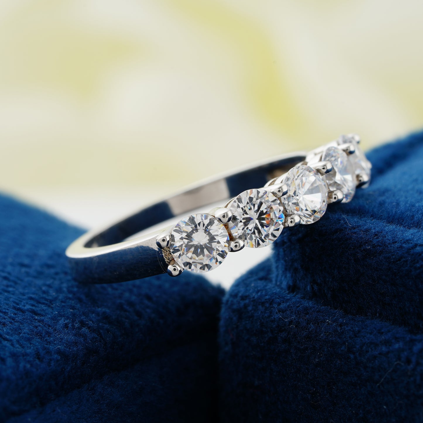 1.10 CT Five-Stone Round Lab Grown Diamond Wedding Band