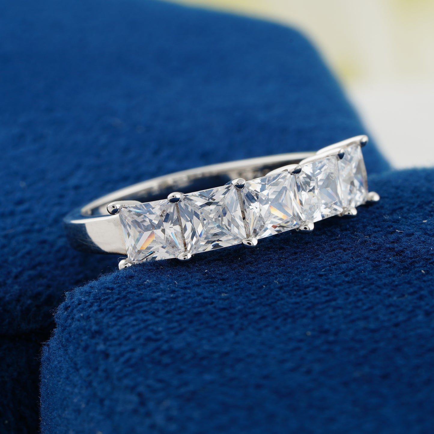 Five-Stone Princess Cut Lab Grown Diamond Wedding Band | NYX Jewel
