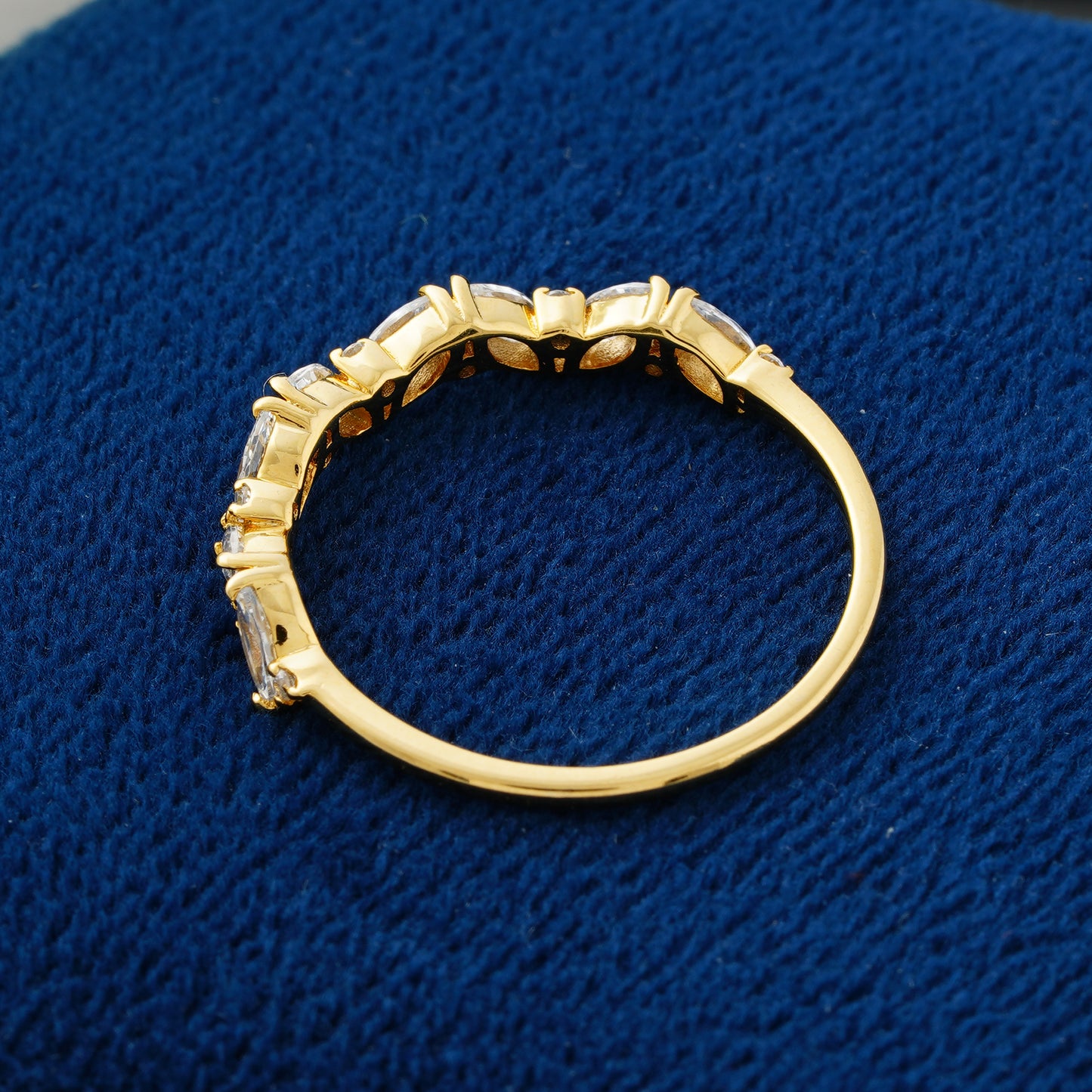 Golden Leaf Marquise and Round Lab Grown Diamond Wedding Band