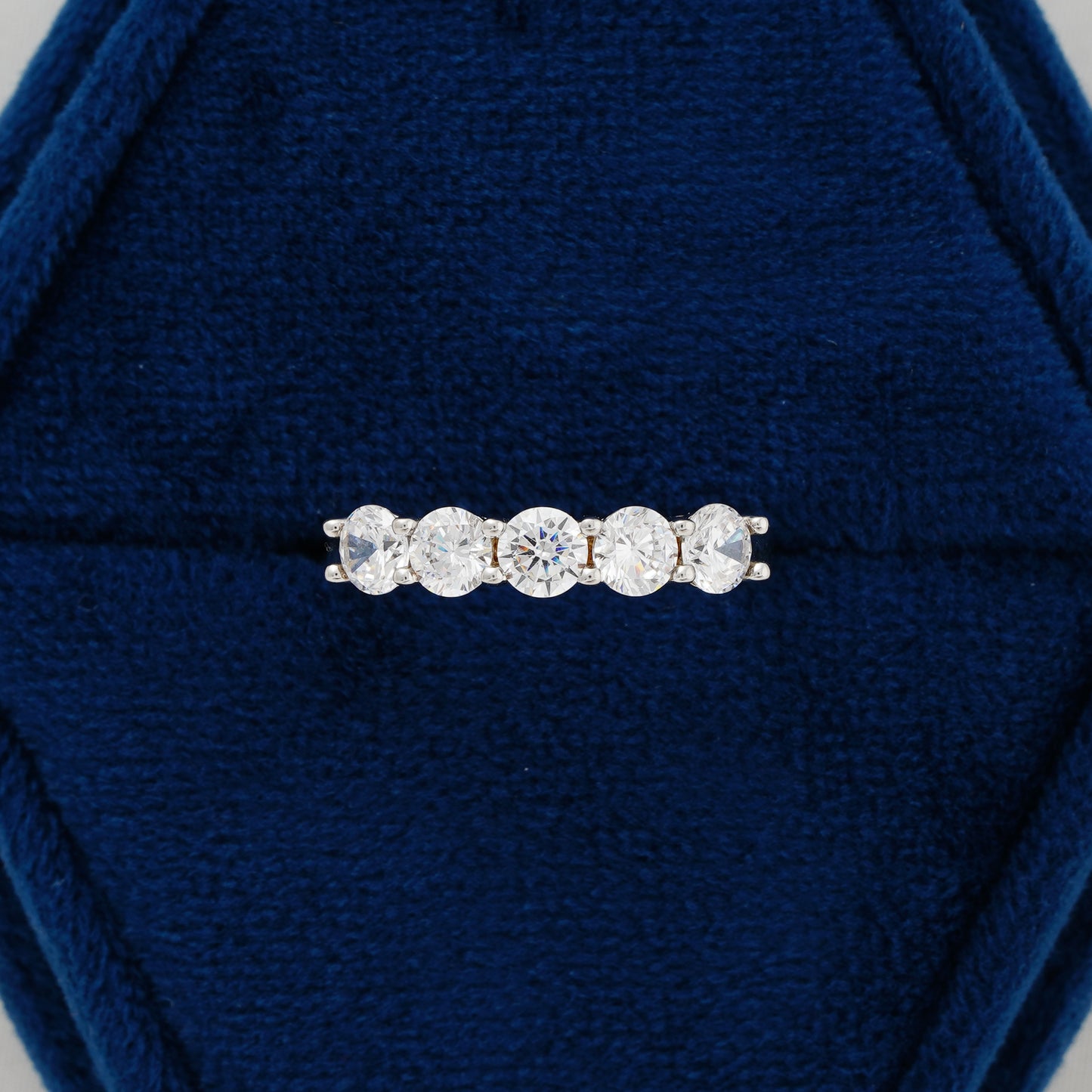 1.10 CT Five-Stone Round Lab Grown Diamond Wedding Band