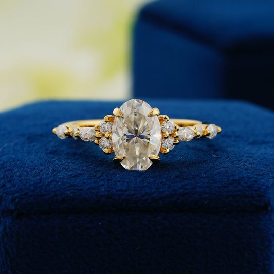 2.1 CT Oval Cut Moissanite Engagement Ring