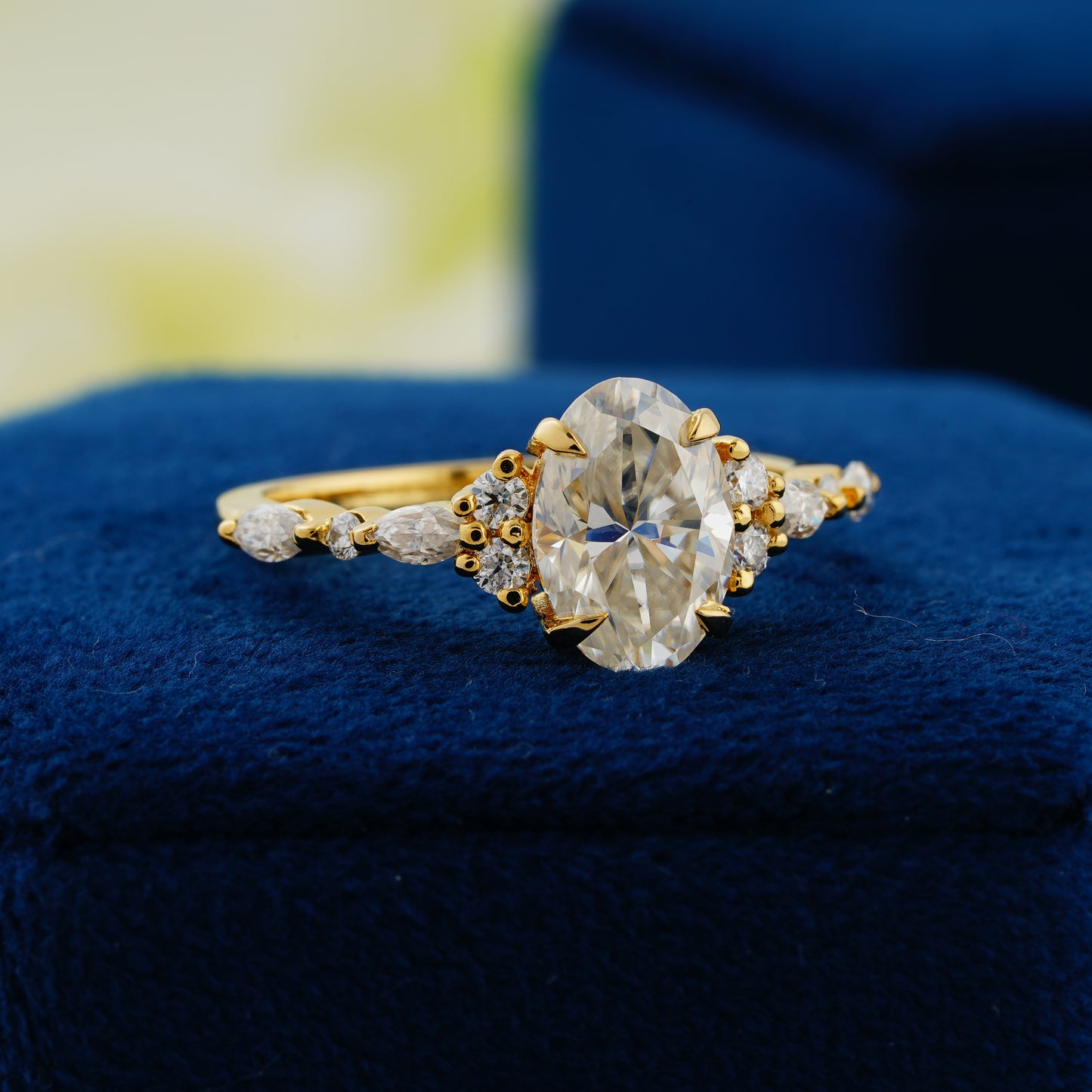 2.1 CT Oval Cut Moissanite Engagement Ring